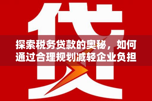 广水探索税务贷款的奥秘，如何通过合理规划减轻企业负担