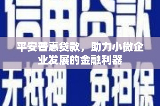 唐县平安普惠贷款，助力小微企业发展的金融利器