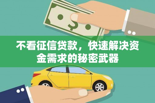 高密不看征信贷款，快速解决资金需求的秘密武器