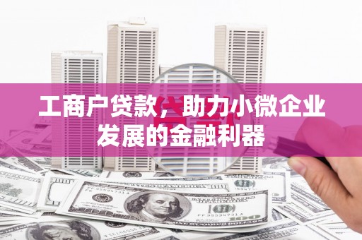 市中区工商户贷款，助力小微企业发展的金融利器