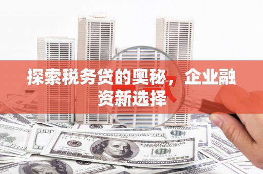 翼城探索税务贷的奥秘，企业融资新选择