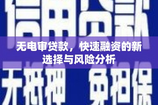 镇原无电审贷款，快速融资的新选择与风险分析