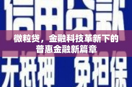 德钦微粒贷，金融科技革新下的普惠金融新篇章